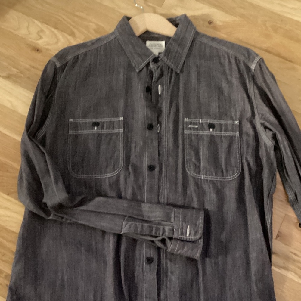 Authentic Original Vintage Style Charcoal Button-Up Shirt Jacket.  Large